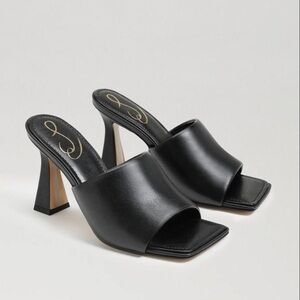 Sam Edelman Carmen black leather square toe mule sandals